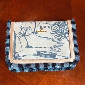 Spartina 449 Blue and Cream Clutch New without tags